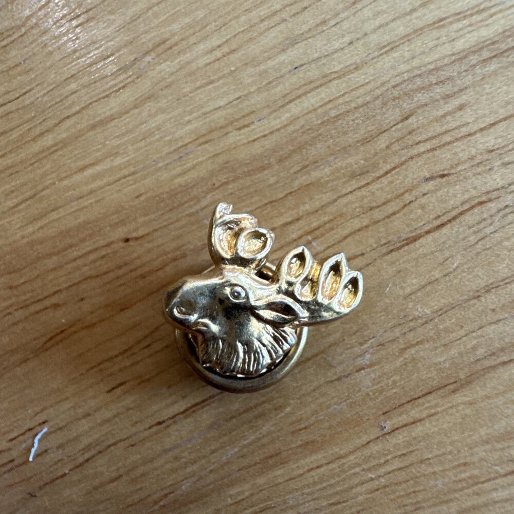 Vtg Loyal Order Of The Moose Fraternal Organization Golden Screw-Back Lapel Pin